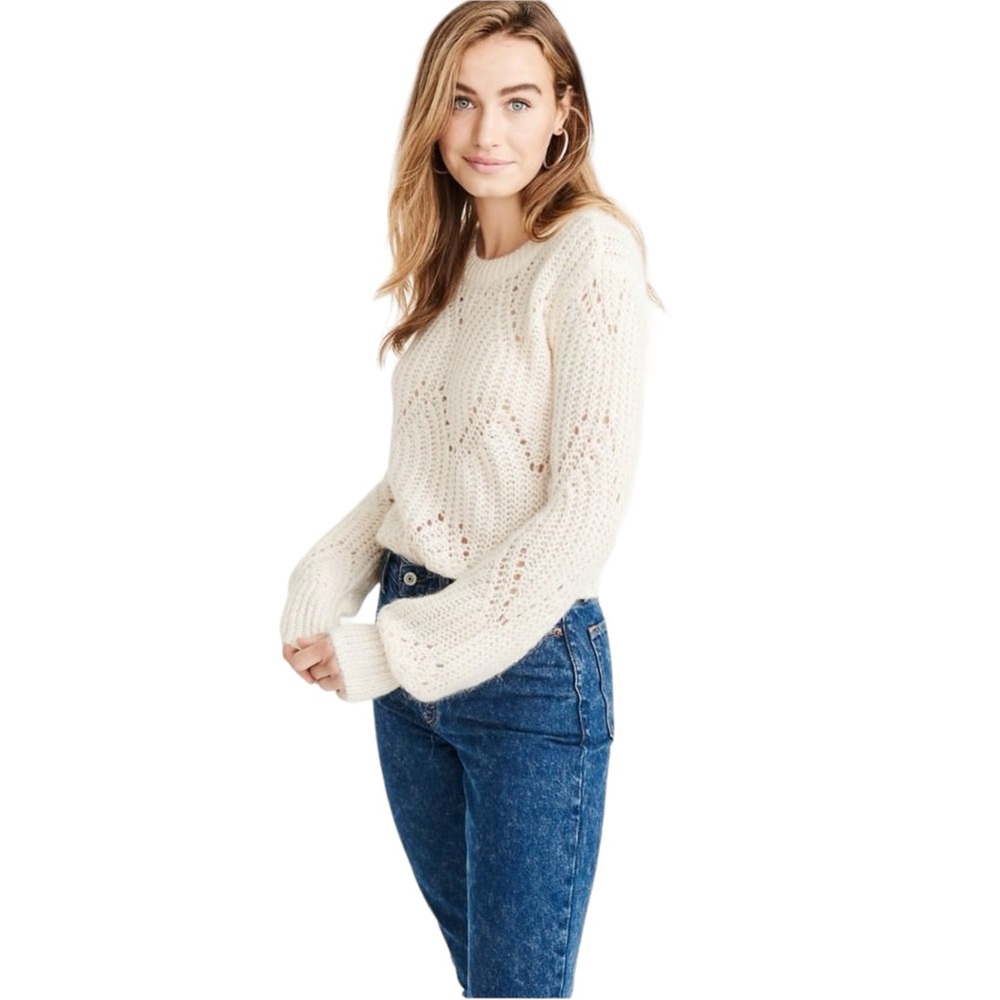 Abercrombie & Fitch Puff Sleeves Open Knit Sweater (SWD)